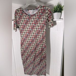 LuLaRoe Julia Dress - Geometric/Aztec pattern
